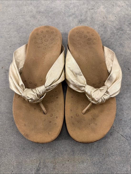 Vionic Shoes - Vionic Metallic Gold Knotted Thong Sandals